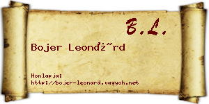 Bojer Leonárd névjegykártya